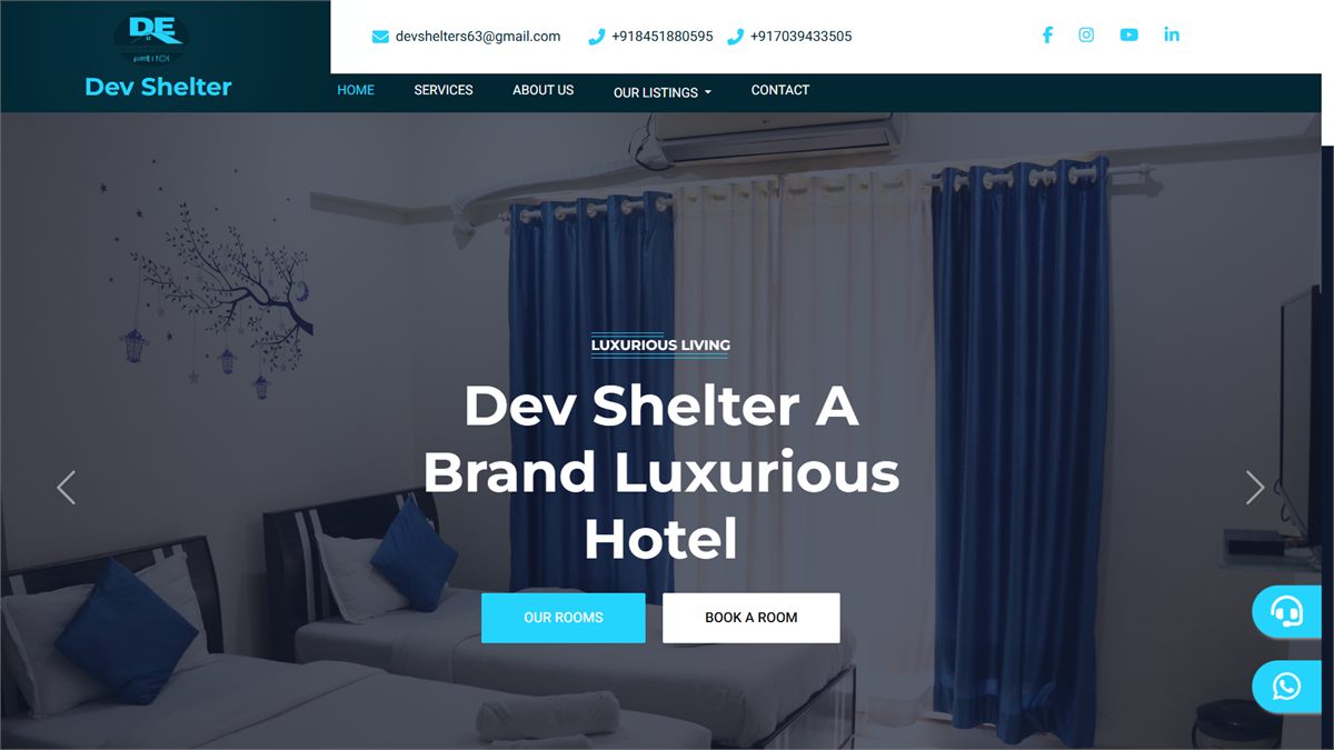 Dev Shelter serviced-apartment booking website