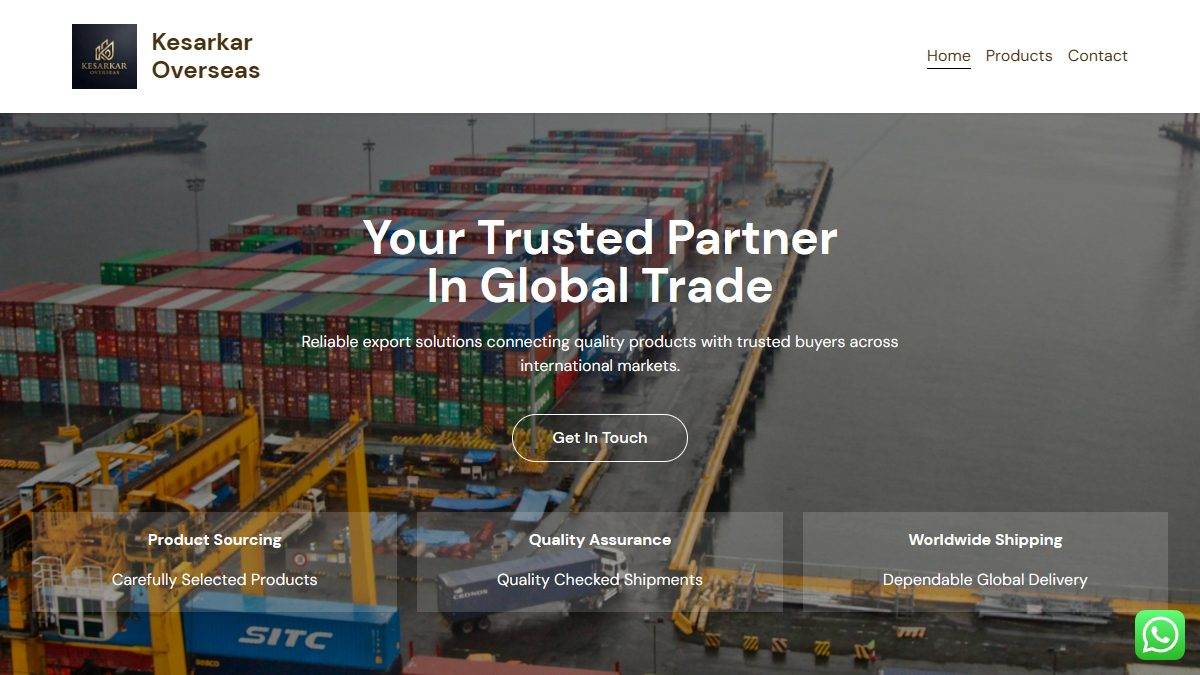 Kesarkar Overseas export company website
