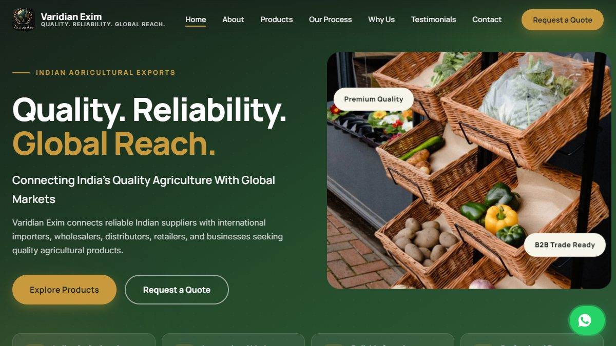 Varidian Exim agricultural products website
