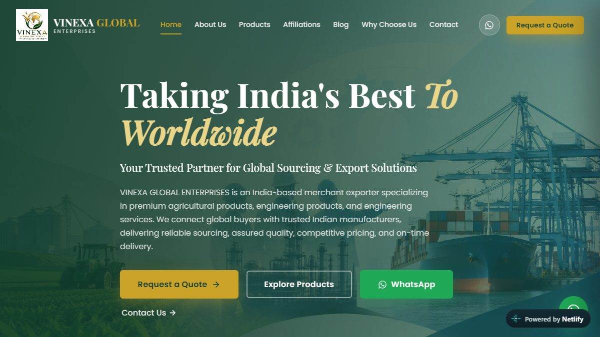 Vinexa Global Enterprises merchant exporter website